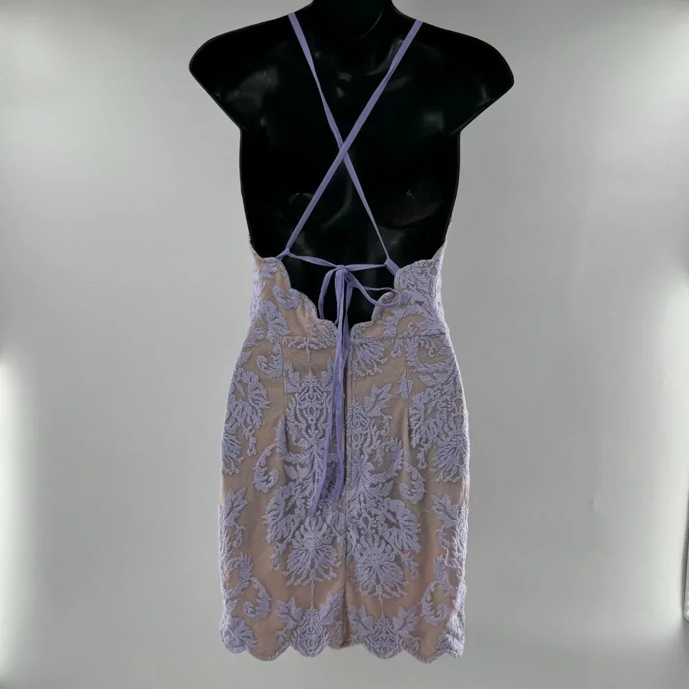NWT - Hello Molly Bedroom Whispers Lace Mini Dress Size 8 Nude & Lavender - Picture 7 of 16